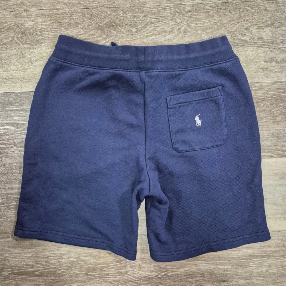 Boys Polo Ralph Lauren Navy Fleece Shorts M (10-12) with White Logo